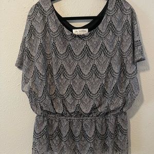 J.R. Notes by Carol Lin metallic lace blouse with fringe